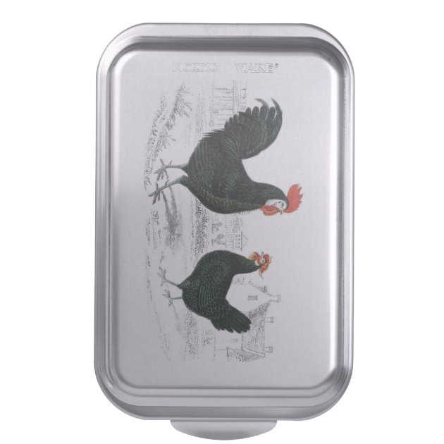 Vintage Chicken and Rooster Covered Baking Pan Cake Pan-2