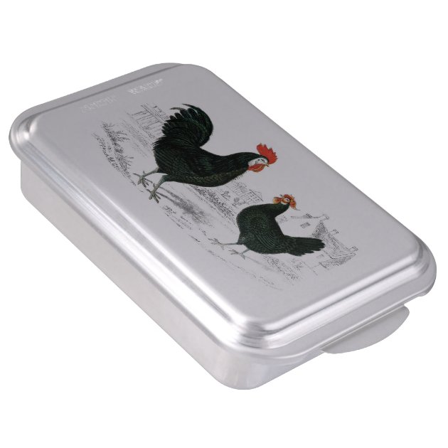 Vintage Chicken and Rooster Covered Baking Pan Cake Pan-3
