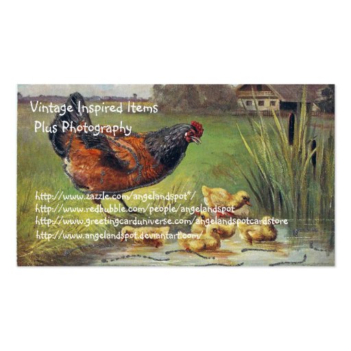 Vintage Chicken Items and Photography Business Card (front side)
