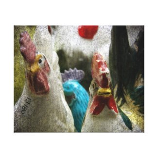 Vintage Chickens wrappedcanvas
