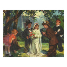 Vintage Child Bride and Groom; Pretend Wedding Personalized Announcement