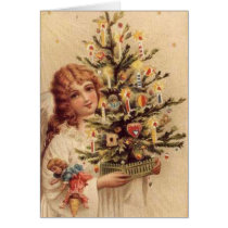 Vintage Child Carrying Tree Card by vintagegiftmall Vintage Child Carrying Tree Card