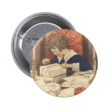 Vintage Child, Christmas Eve, Jessie Willcox Smith Button
