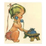 Vintage Child Cute Blond Girl Talking on Toy Phone Poster