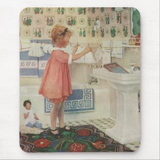 Vintage Child Doing Laundry mousepad
