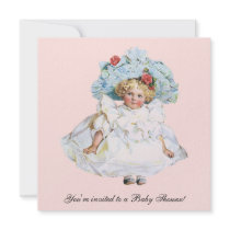 Vintage Child, Girl, Baby Shower Invitation