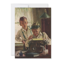Vintage Child Journalist, Office Party Invitation