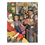 Vintage Child on Santa Claus Lap; Christmas Wish Postcards
