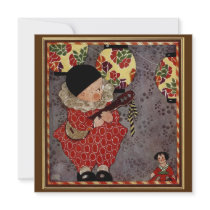 Vintage Child Playing Music on a Banjo Custom Invitation