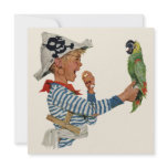 Vintage Child Playing Pirate with His Parrot Custom Invitation