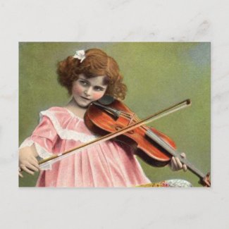 Vintage Child Playing Violin Music Postcard postcard