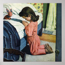 Vintage Child Praying at Bedtime Posters