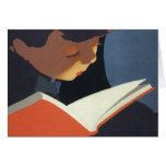 Vintage Child Reading a Book, Back to School Time! Card