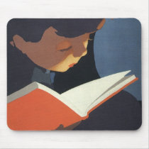 Vintage Child Reading a Book, Back to School Time! Mousepads