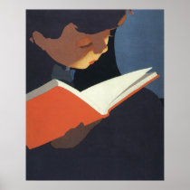 Vintage Child Reading a Book, Back to School Time! Poster