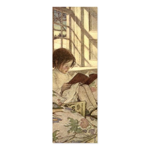 Vintage Child Reading a Book, Jessie Willcox Smith Business Card Templates (back side)
