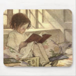 Vintage Child Reading a Book, Jessie Willcox Smith Mouse Pads