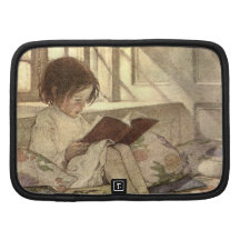 Vintage Child Reading a Book, Jessie Willcox Smith Folio Planners