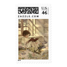 Vintage Child Reading a Book, Jessie Willcox Smith Postage Stamp
