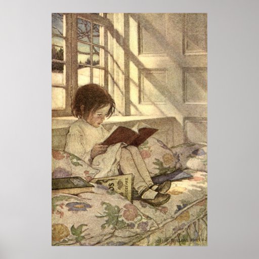 Vintage Child Reading a Book, Jessie Willcox Smith Print