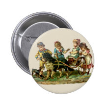 Vintage Children and Dog Wagon Button