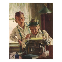 Vintage Children Boy Newspaper Journalists, Writer Personalized Invitations