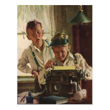 Vintage Children Boy Newspaper Journalists, Writer Post Cards