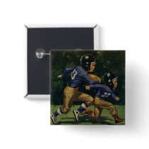 Vintage Children, Boys Playing Football, Sports Pinback Button