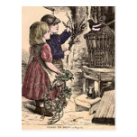 Vintage Children 'Coaxing the Magpie' Postcard