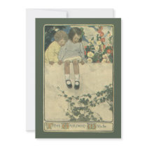 Vintage Children, Garden Wall Birthday Party Custom Announcements