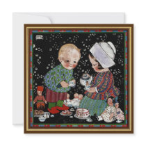 Vintage Children Having a Tea Party with Dolls Invite