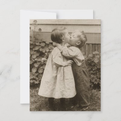 black and white photos of children kissing. Vintage Children Kissing