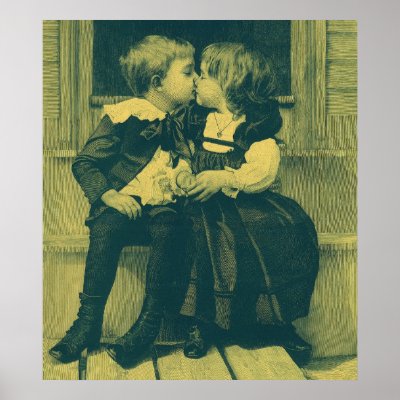 children romantic kiss