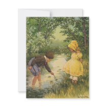 Vintage Children Playing by the Creek Announcements