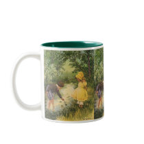 Vintage Children Playing by the Creek Coffee Mug