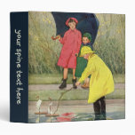 Vintage Children Playing Puddles Toy Boats Rain 3 Ring Binder