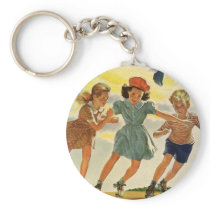 Vintage Children Roller Skating keychains