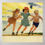 Vintage Children Roller Skating Posters