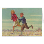 Vintage Children Running to School cards
