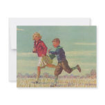 Vintage Children Running to School Custom Invitations