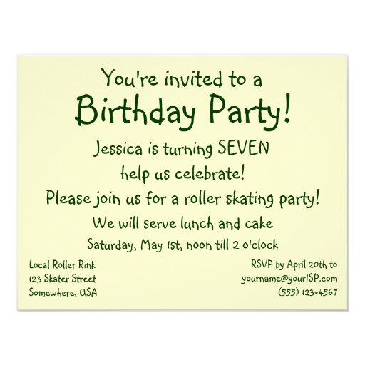 Vintage Children, Skating Skater Birthday Party Custom Announcement