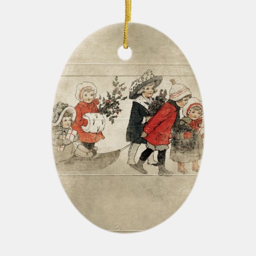vintage children snow sled tree christmas ornaments zazzle vintage children snow sled tree christmas ornaments zazzle