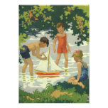 Vintage Children Summer Sailboat Birthday Party Invite