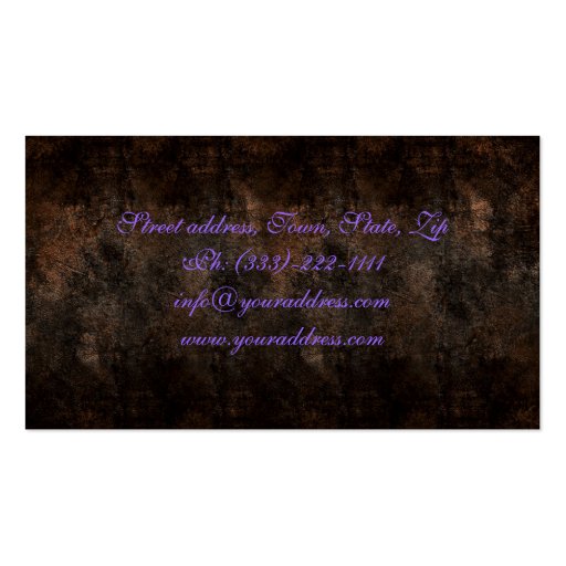 Vintage Chocolate And Purple Stylist Business Card (back side)