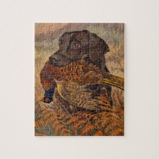 vintage chocolate lab hunting jigsaw puzzle zazzle vintage chocolate lab hunting jigsaw puzzle zazzle