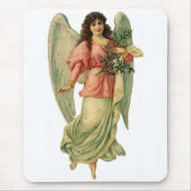 Vintage Christmas Angel, Angelic Victorian Die Cut Mousepad