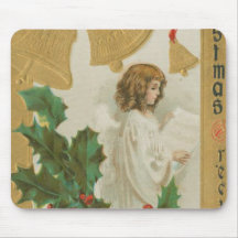 Vintage Christmas Angel, Bells and Holly Mouse Pad