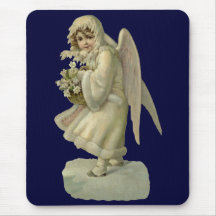 Vintage Christmas Angel Flowers, Victorian Die Cut Mouse Pads