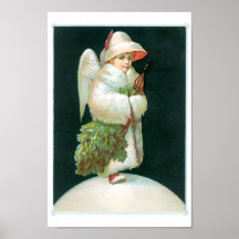 Vintage Christmas Angel Girl Posters