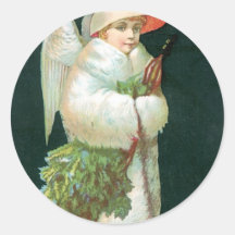 Vintage Christmas Angel Girl Sticker